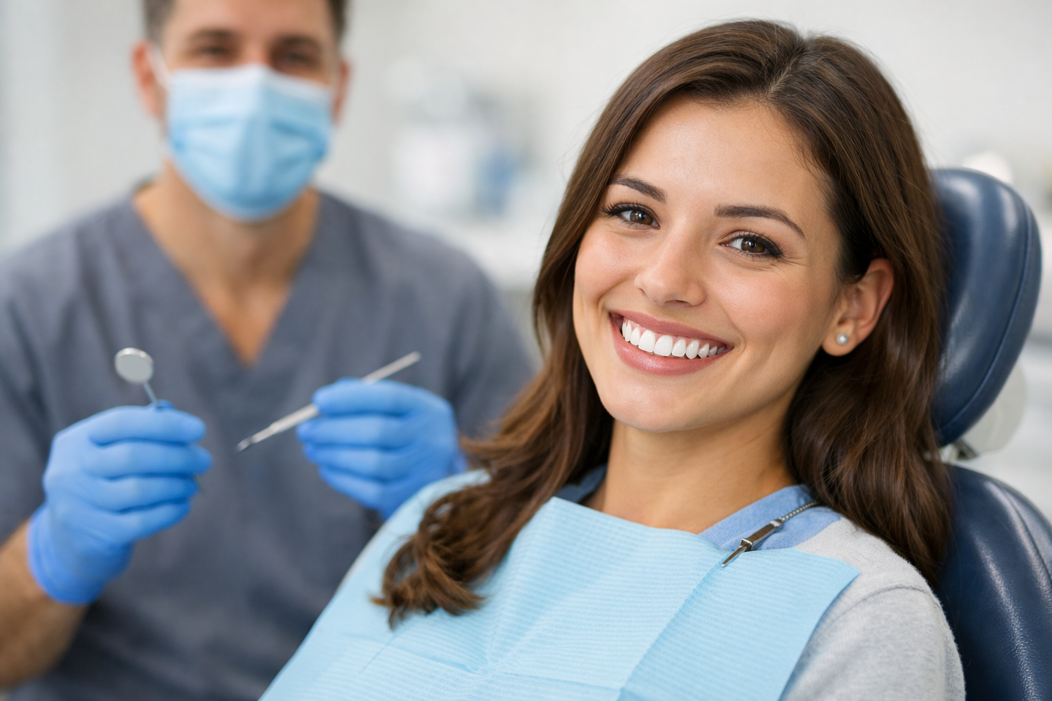 Pacientë duke buzëqeshur pas trajtimit në Klinikën Dentare Dorina Mele